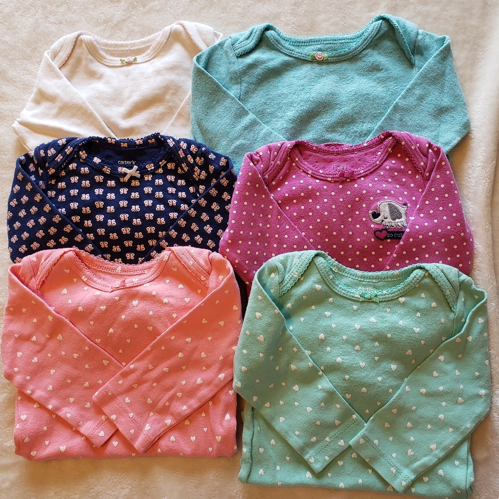 2/$20 Carter's 9M girls long sleeve onesies lot